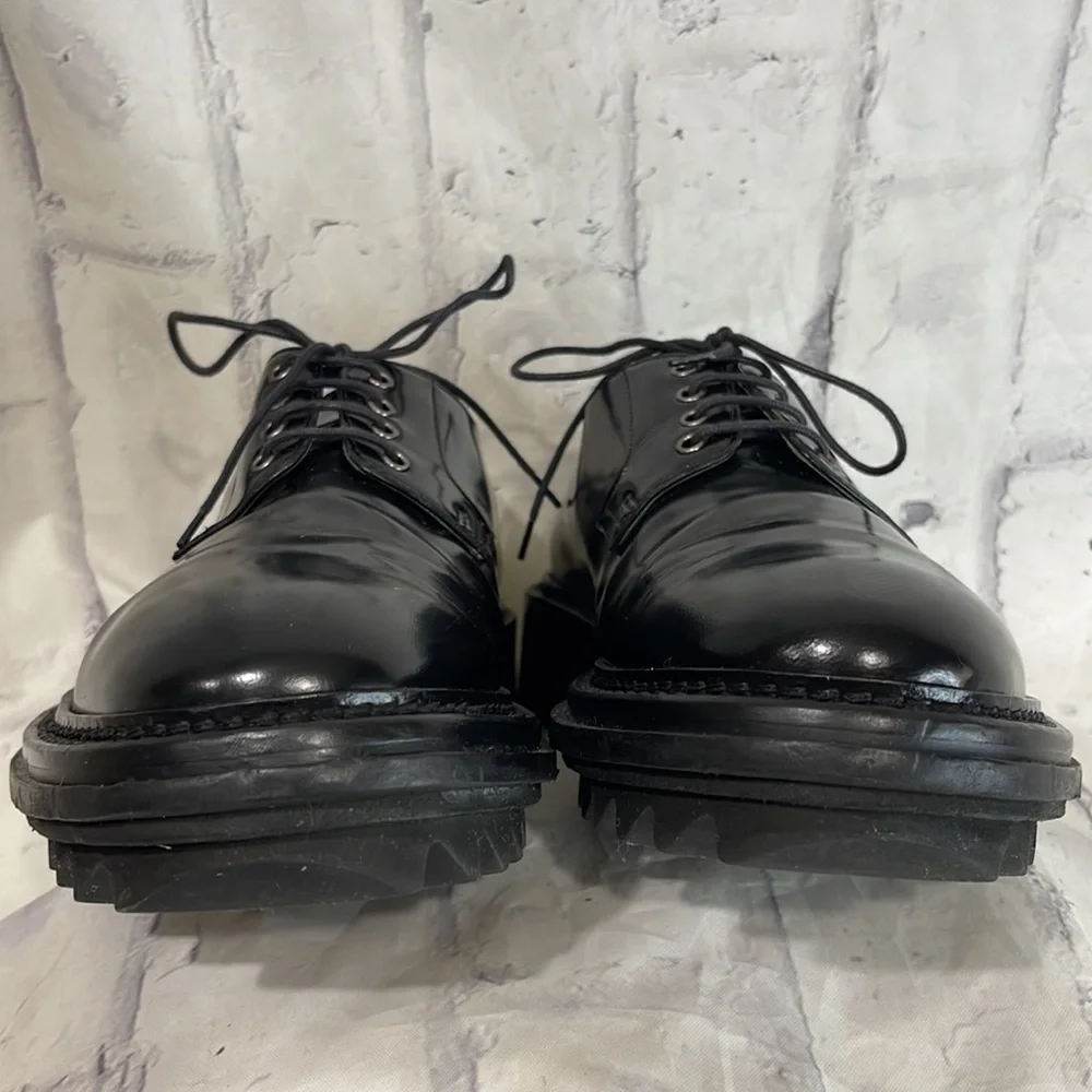 Lanvin Leather Derby Shoes Lace-Up High Gloss Black Gumbie Chunky Ribbed Sole